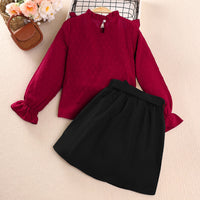 Load image into Gallery viewer, 2 Pieces Set Kid Girls Lace Tops And Bow Skirts Wholesale 221028569
