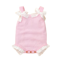 Load image into Gallery viewer, Baby Girls Solid Color Bow Knitwear Rompers Wholesale 22102859
