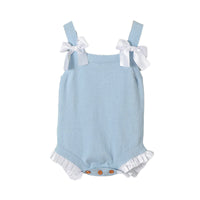 Load image into Gallery viewer, Baby Girls Solid Color Bow Knitwear Rompers Wholesale 22102859

