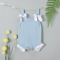 Load image into Gallery viewer, Baby Girls Solid Color Bow Knitwear Rompers Wholesale 22102859
