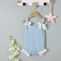 Load image into Gallery viewer, Baby Girls Solid Color Bow Knitwear Rompers Wholesale 22102859
