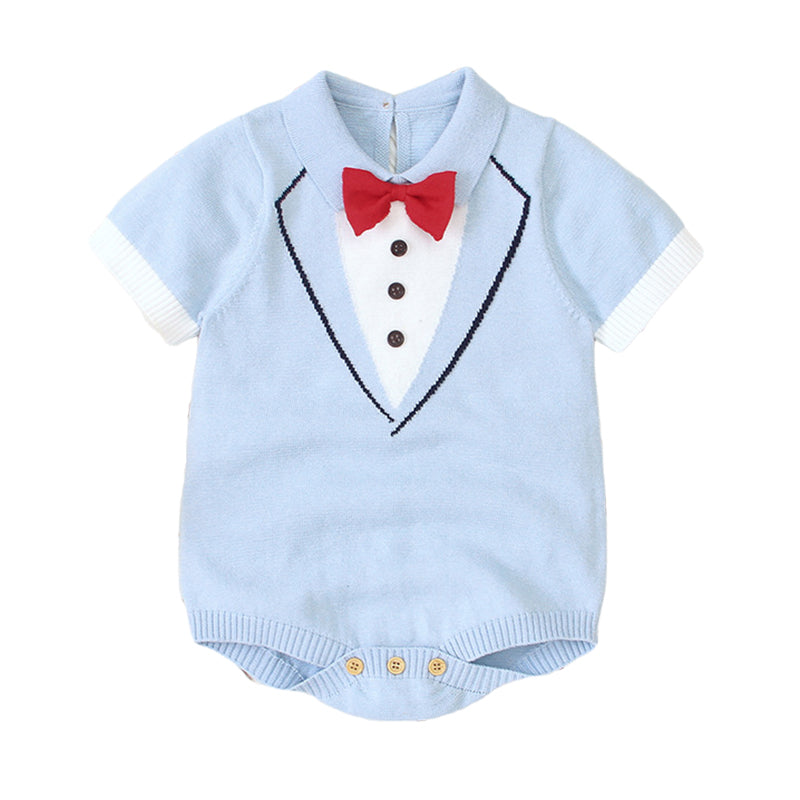 Baby Boys Bow Knitwear Rompers Wholesale 22102860