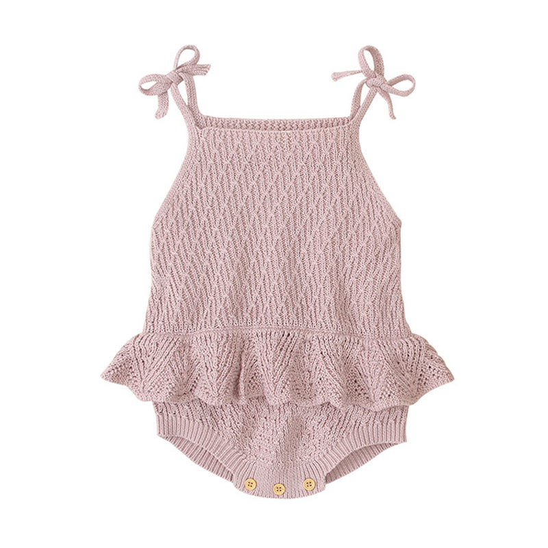 Baby Girls Solid Color Knitwear Rompers Wholesale 22102861
