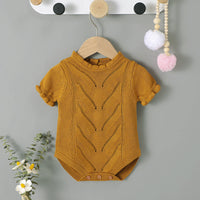 Load image into Gallery viewer, Baby Girls Solid Color Knitwear Rompers Wholesale 22102869
