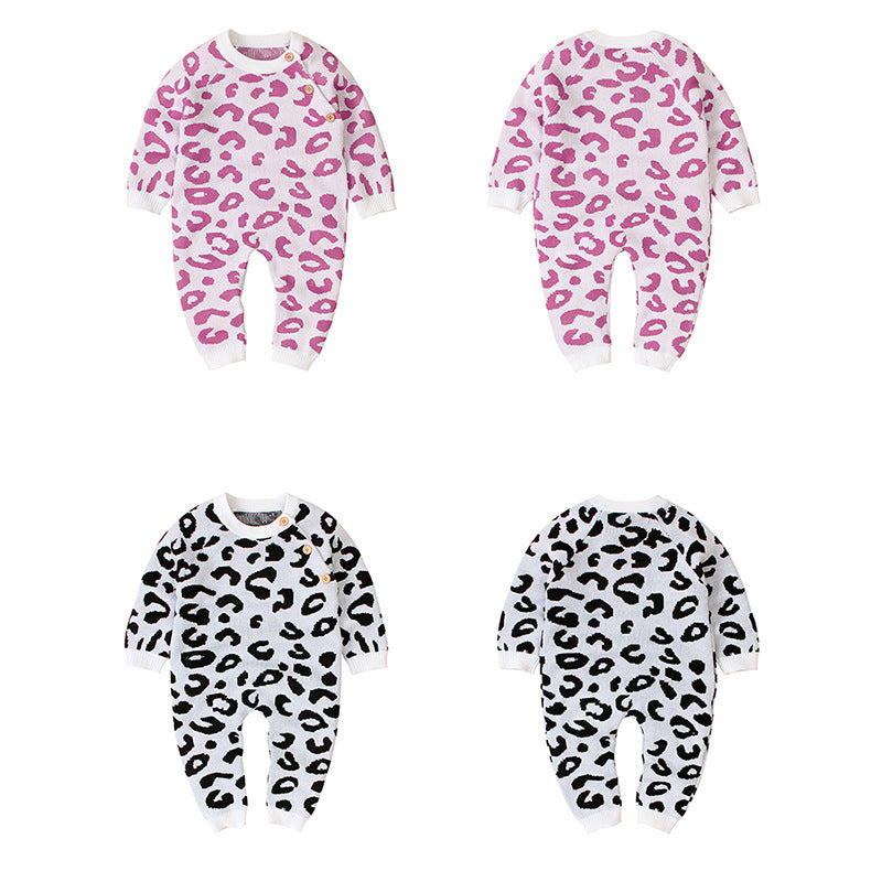 Baby Unisex Leopard print Knitwear Jumpsuits Wholesale 22102874