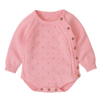 Load image into Gallery viewer, Baby Unisex Solid Color Crochet Rompers Wholesale 22102876
