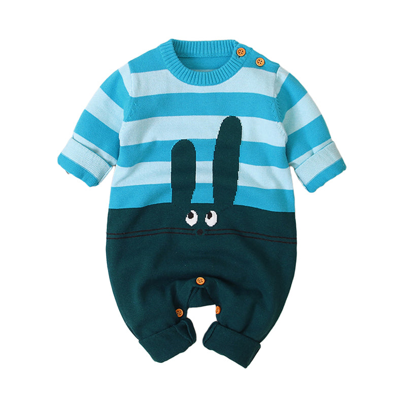 Baby Unisex Striped Color-blocking Cartoon Crochet Jumpsuits Wholesale 22102882