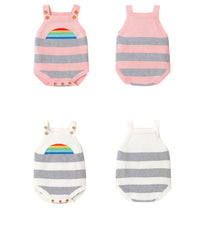 Load image into Gallery viewer, Baby Unisex Striped Rainbow Crochet Rompers Wholesale 22102886
