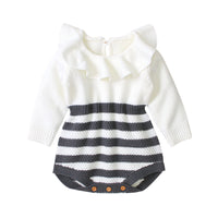 Load image into Gallery viewer, Baby Girls Striped Color-blocking Crochet Rompers Wholesale 22102894
