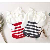 Load image into Gallery viewer, Baby Girls Striped Color-blocking Crochet Rompers Wholesale 22102894
