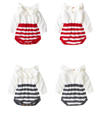 Load image into Gallery viewer, Baby Girls Striped Color-blocking Crochet Rompers Wholesale 22102894
