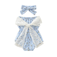 Load image into Gallery viewer, Baby Girls Flower Bow Print Rompers Wholesale 221101140
