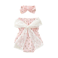 Load image into Gallery viewer, Baby Girls Flower Bow Print Rompers Wholesale 221101140
