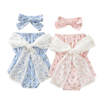 Load image into Gallery viewer, Baby Girls Flower Bow Print Rompers Wholesale 221101140
