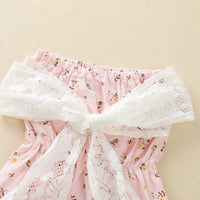 Load image into Gallery viewer, Baby Girls Flower Bow Print Rompers Wholesale 221101140

