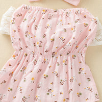 Load image into Gallery viewer, Baby Girls Flower Bow Print Rompers Wholesale 221101140
