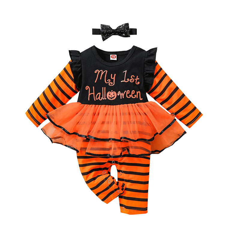 Baby Girls Striped Letters Jumpsuits Wholesale 221101141
