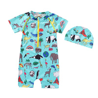 Load image into Gallery viewer, Baby Kid Unisex Flower Animals Print Beach Rompers Swimwears Wholesale 221101149
