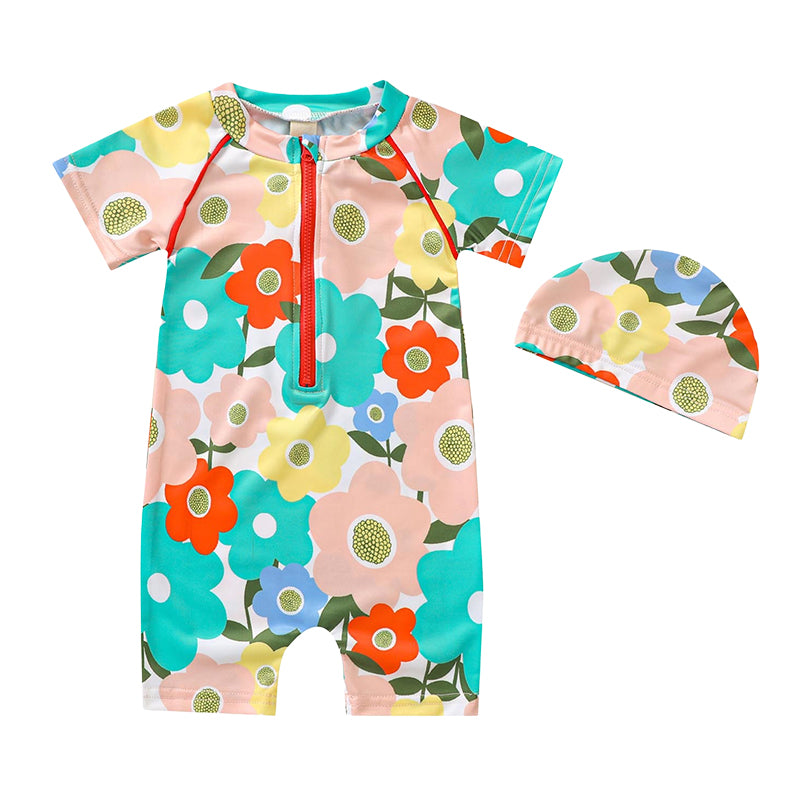 Baby Kid Unisex Flower Animals Print Beach Rompers Swimwears Wholesale 221101149