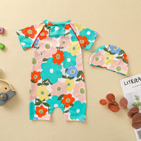 Load image into Gallery viewer, Baby Kid Unisex Flower Animals Print Beach Rompers Swimwears Wholesale 221101149
