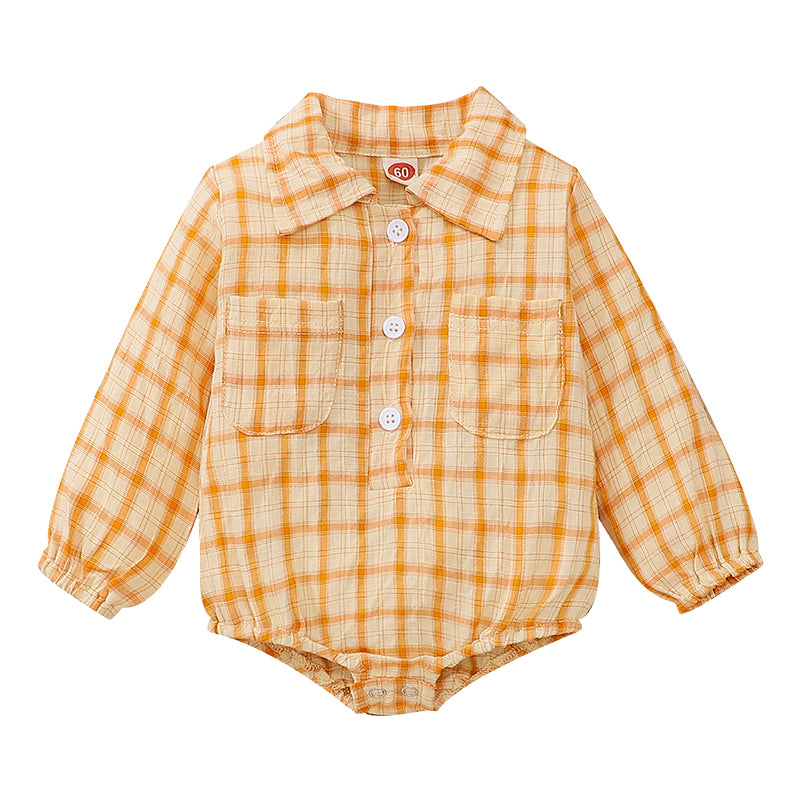 Baby Unisex Checked Rompers Wholesale 221101360