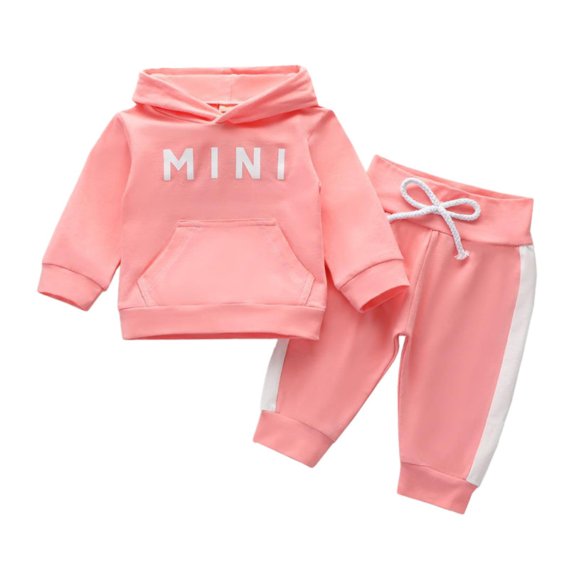 2 Pieces Set Baby Girls Letters Hoodies Swearshirts And Color-blocking Pants Wholesale 221101364