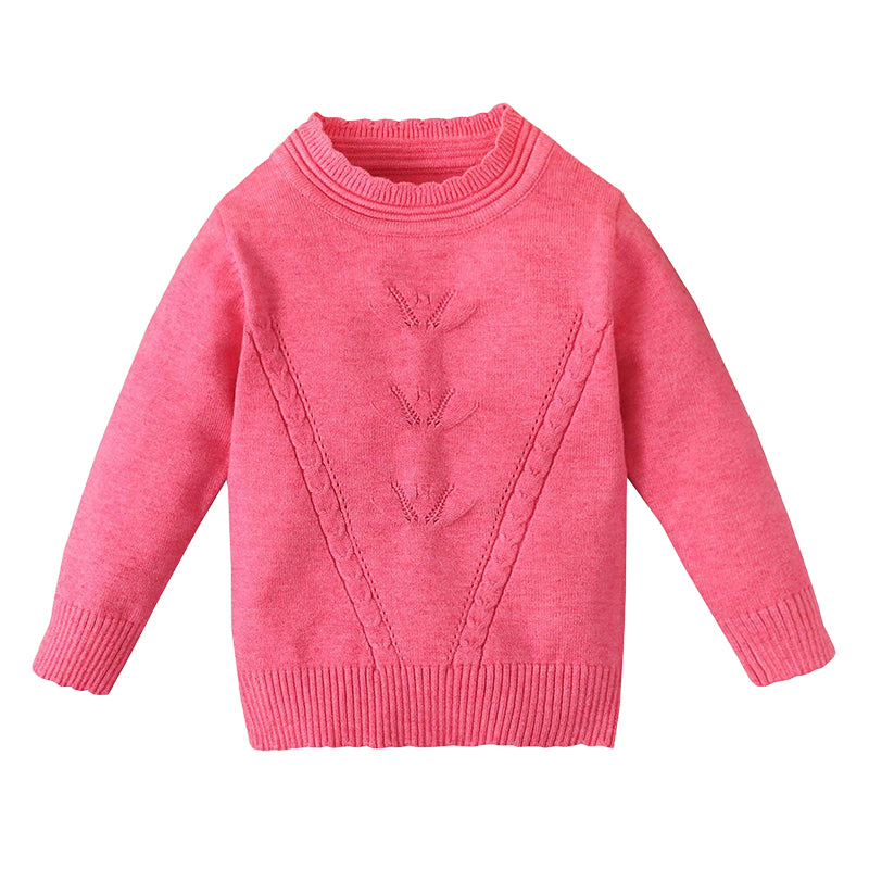 Baby Kid Girls Solid Color Flower Sweaters Wholesale 221101413
