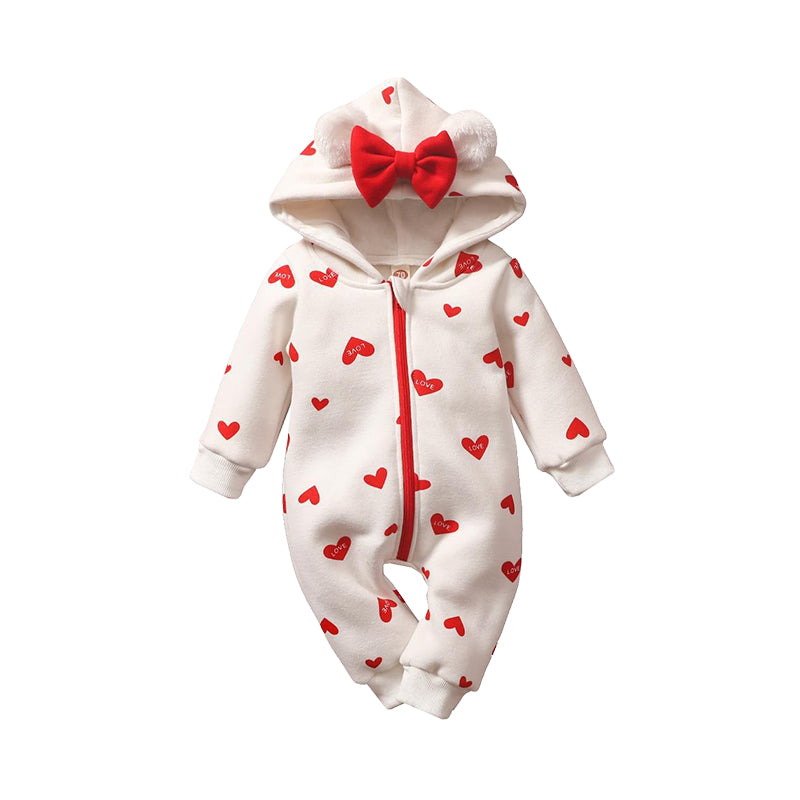 Baby Girls Letters Love heart Bow Print Valentine's Day Jumpsuits Wholesale 221101433