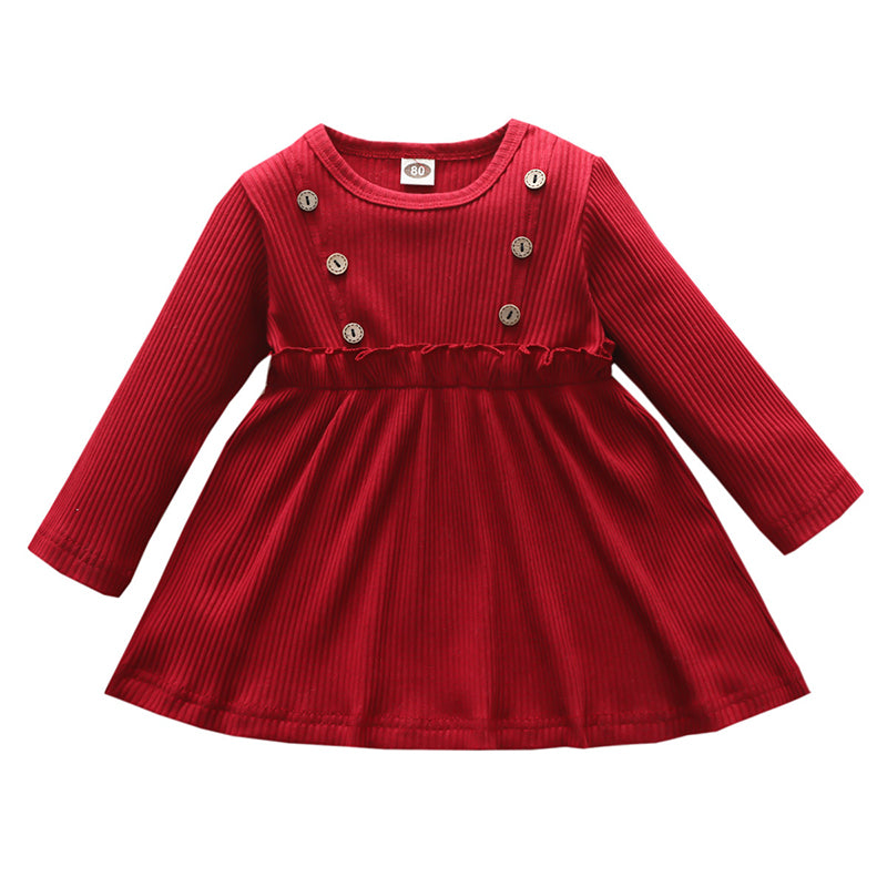 Baby Kid Girls Solid Color Dresses Wholesale 221101439