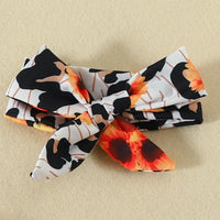 Load image into Gallery viewer, 3 Pieces Set Baby Girls Flower Bow Print Headwear Solid Color Rompers And Dresses Wholesale 221101474
