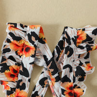 Load image into Gallery viewer, 3 Pieces Set Baby Girls Flower Bow Print Headwear Solid Color Rompers And Dresses Wholesale 221101474
