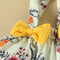 Load image into Gallery viewer, 3 Pieces Set Baby Girls Flower Print Headwear Solid Color Rompers And Bow Dresses Wholesale 221101475
