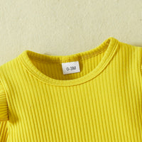 Load image into Gallery viewer, 2 Pieces Set Baby Girls Muslin&amp;Ribbed Print Rompers And Bow Flower Skirts Wholesale 221101486
