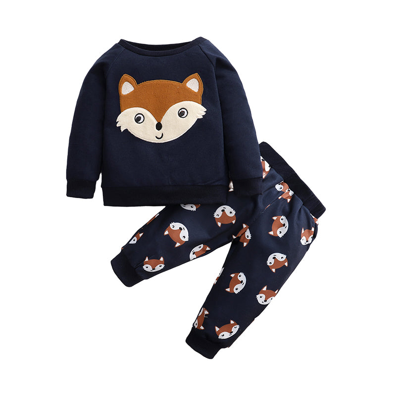 2 Pieces Set Baby Kid Boys Animals Cartoon Embroidered Hoodies Swearshirts And Pants Wholesale 221101517