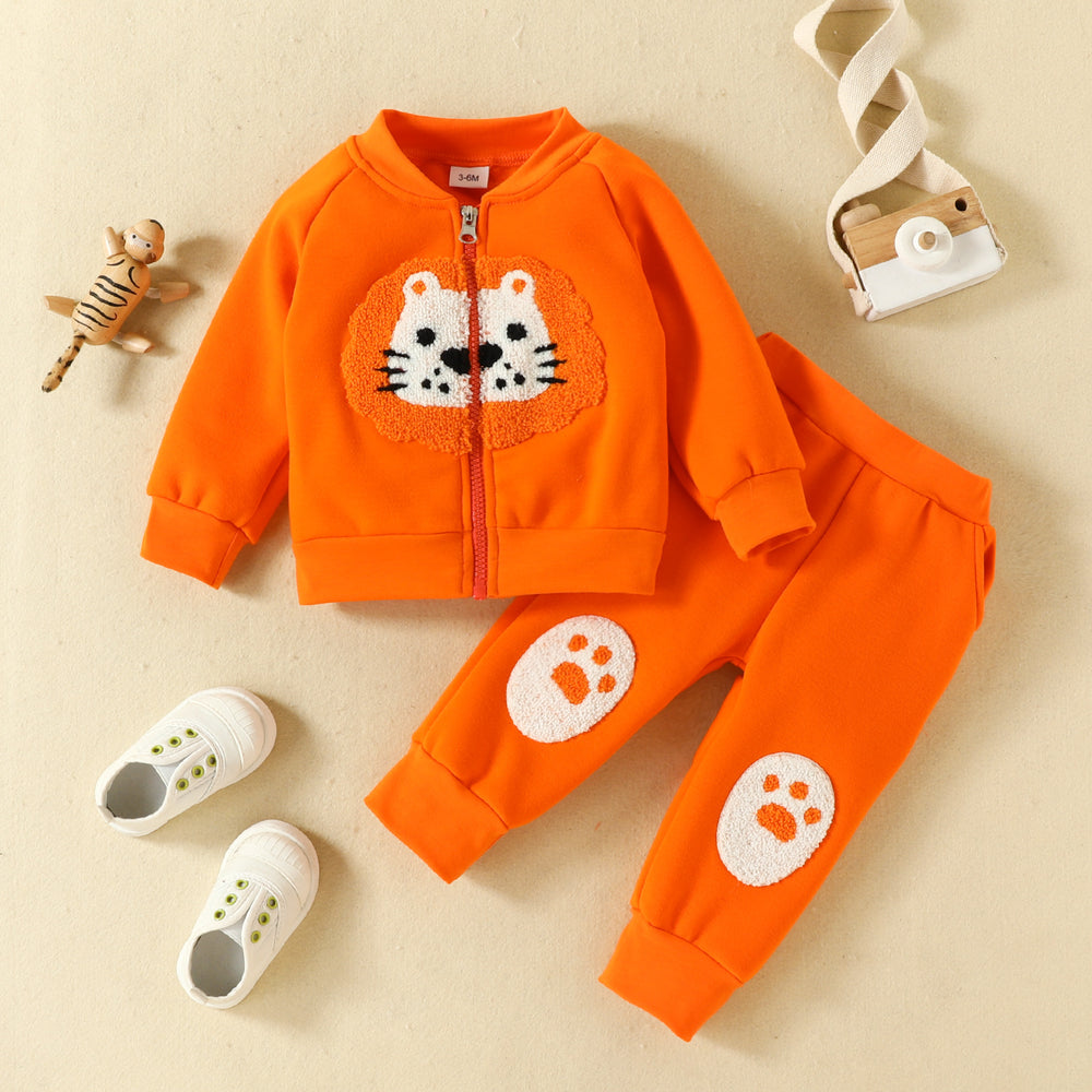 2 Pieces Set Baby Unisex Embroidered Jackets Outwears And Cartoon Pants Wholesale 221101555