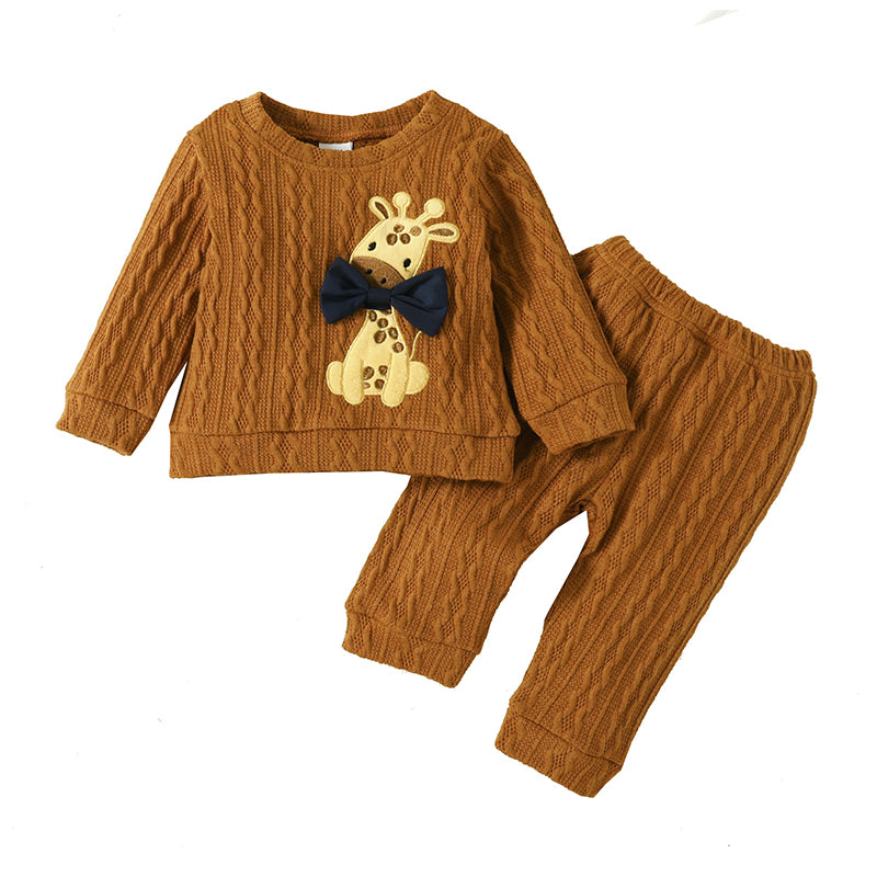 2 Pieces Set Baby Unisex Animals Cartoon Bow Tops And Pants Wholesale 221101573