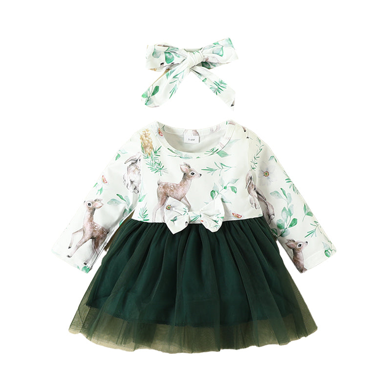 Baby Girls Flower Animals Cartoon Bow Print Dresses Wholesale 221101586