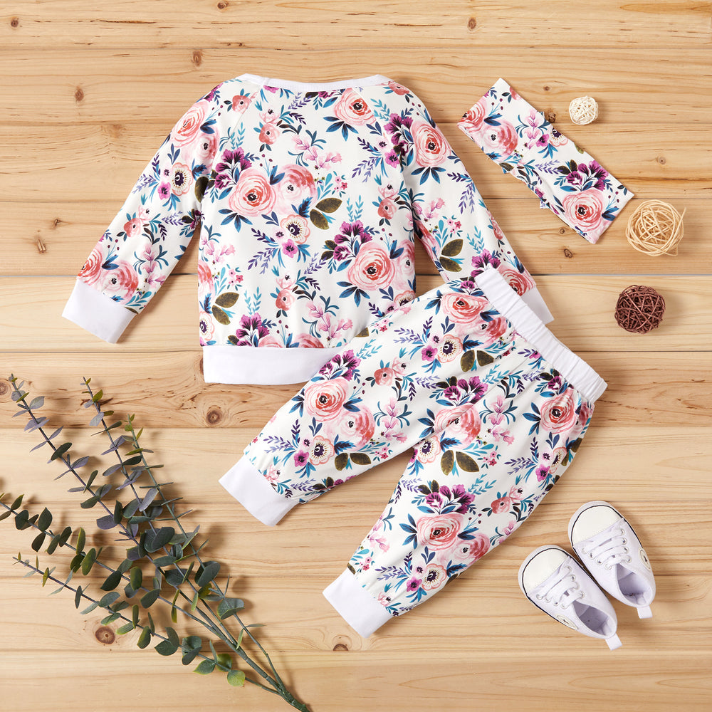 2 Pieces Set Baby Unisex Flower Print Tops And Pants Wholesale 221101650