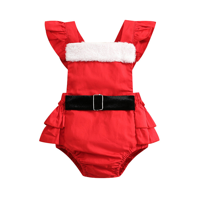 Baby Girls Color-blocking Christmas Rompers Wholesale 221101652