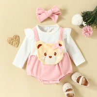 Load image into Gallery viewer, Baby Girls Color-blocking Cartoon Bow Rompers Wholesale 221101654
