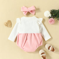 Load image into Gallery viewer, Baby Girls Color-blocking Cartoon Bow Rompers Wholesale 221101654

