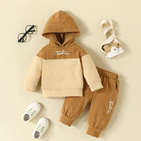 Load image into Gallery viewer, 2 Pieces Set Baby Kid Boys Letters Color-blocking Hoodies Swearshirts And Pants Wholesale 221101671
