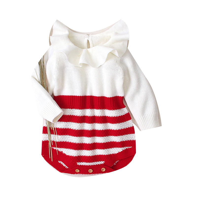 Baby Girls Striped Rompers Wholesale 22110302