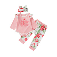 Load image into Gallery viewer, 2 Pieces Set Baby Girls Letters Print Rompers And Flower Pants Wholesale 22110306
