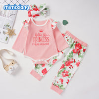 Load image into Gallery viewer, 2 Pieces Set Baby Girls Letters Print Rompers And Flower Pants Wholesale 22110306
