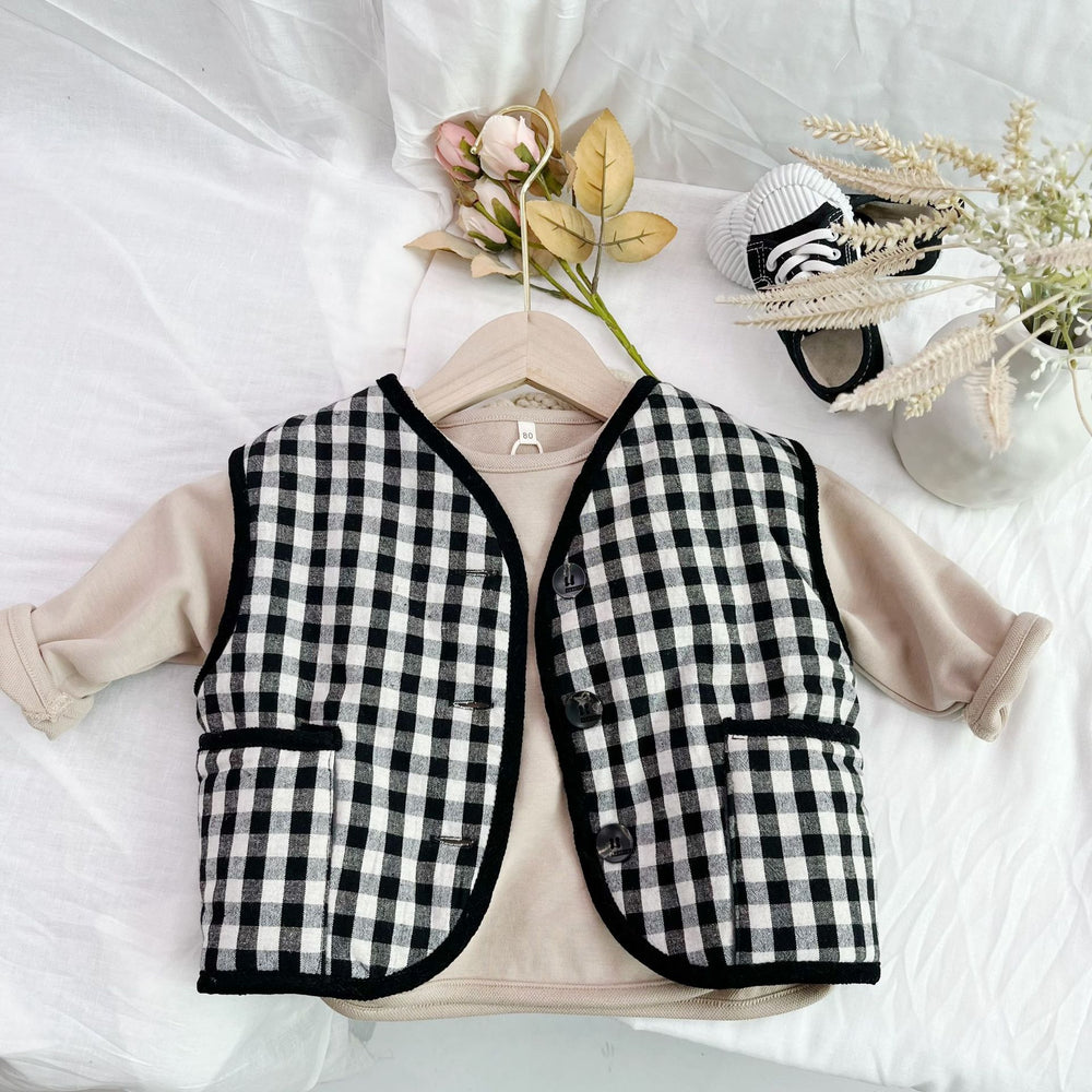 Baby Kid Unisex Color-blocking Checked Vests Waistcoats Wholesale 221103331