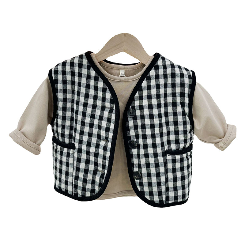 Baby Kid Unisex Color-blocking Checked Vests Waistcoats Wholesale 221103331