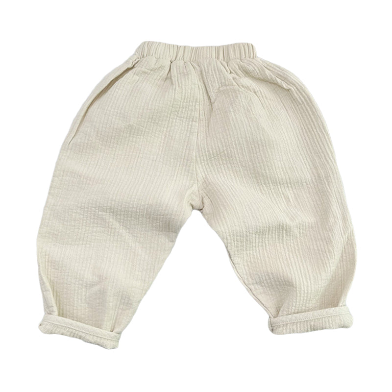 Baby Kid Boys Solid Color Muslin&Ribbed Pants Wholesale 221103413