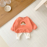 Load image into Gallery viewer, 2 Pieces Set Baby Unisex Letters Rainbow Hoodies Swearshirts And Solid Color Pants Wholesale 221103483
