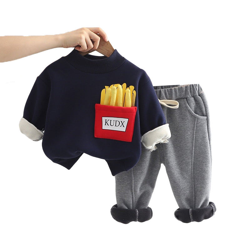 2 Pieces Set Baby Kid Boys Letters Print Hoodies Swearshirts And Solid Color Pants Wholesale 221104139